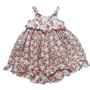 Pippa & Julie Floral‎ Sundress Kids White Excellent Ruffle High-Low SIZE 5